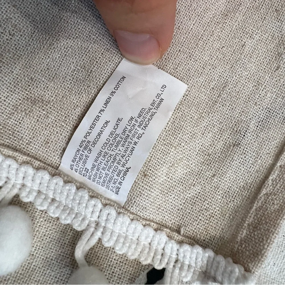 Target Tan Table Linens with Pom-Pom Trim